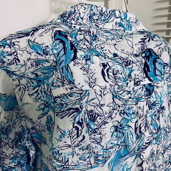 Tahari Linen Blouse Button Front L/S. Medium - Picture 3 of 8